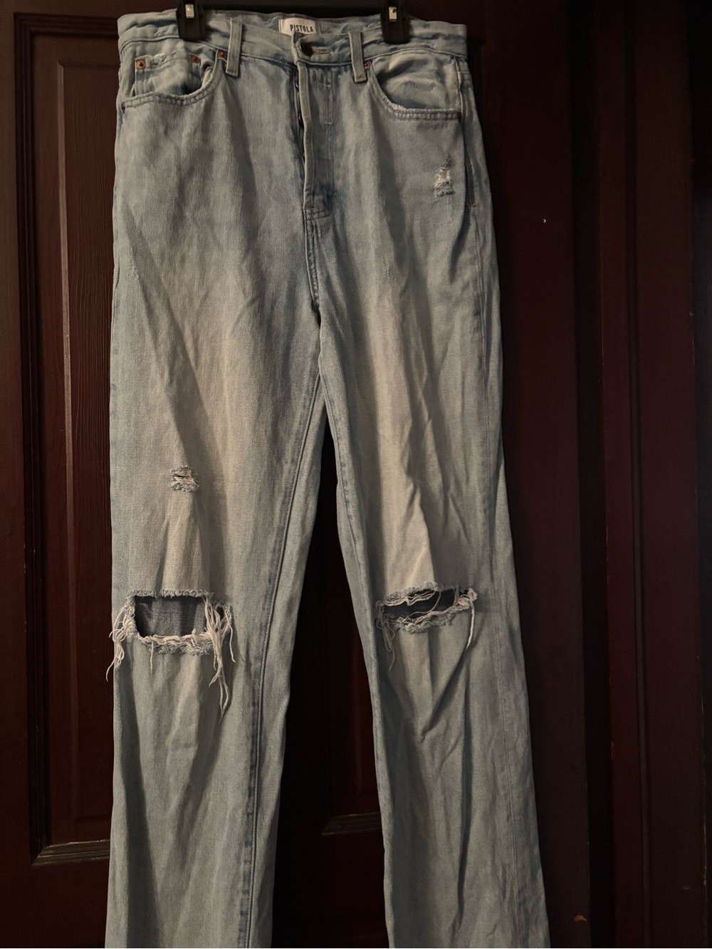 Pistola Light Blue Straight-Leg Distressed Jeans